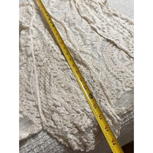 Cream Embroidered Lace Boho Kimono Cardigan M/L Sheer Floral Festival Layer Boho - Picture 2 of 6